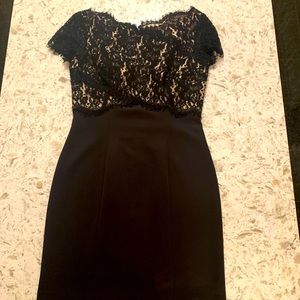 Black cocktail dress. Lace top. Like new. Size 8
